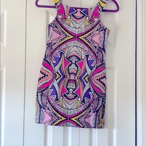 Short stretchy color geometric dress